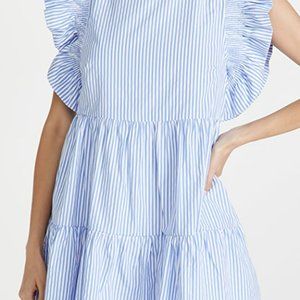 English Factory Size Medium Striped Ruffle Mini Blue And White